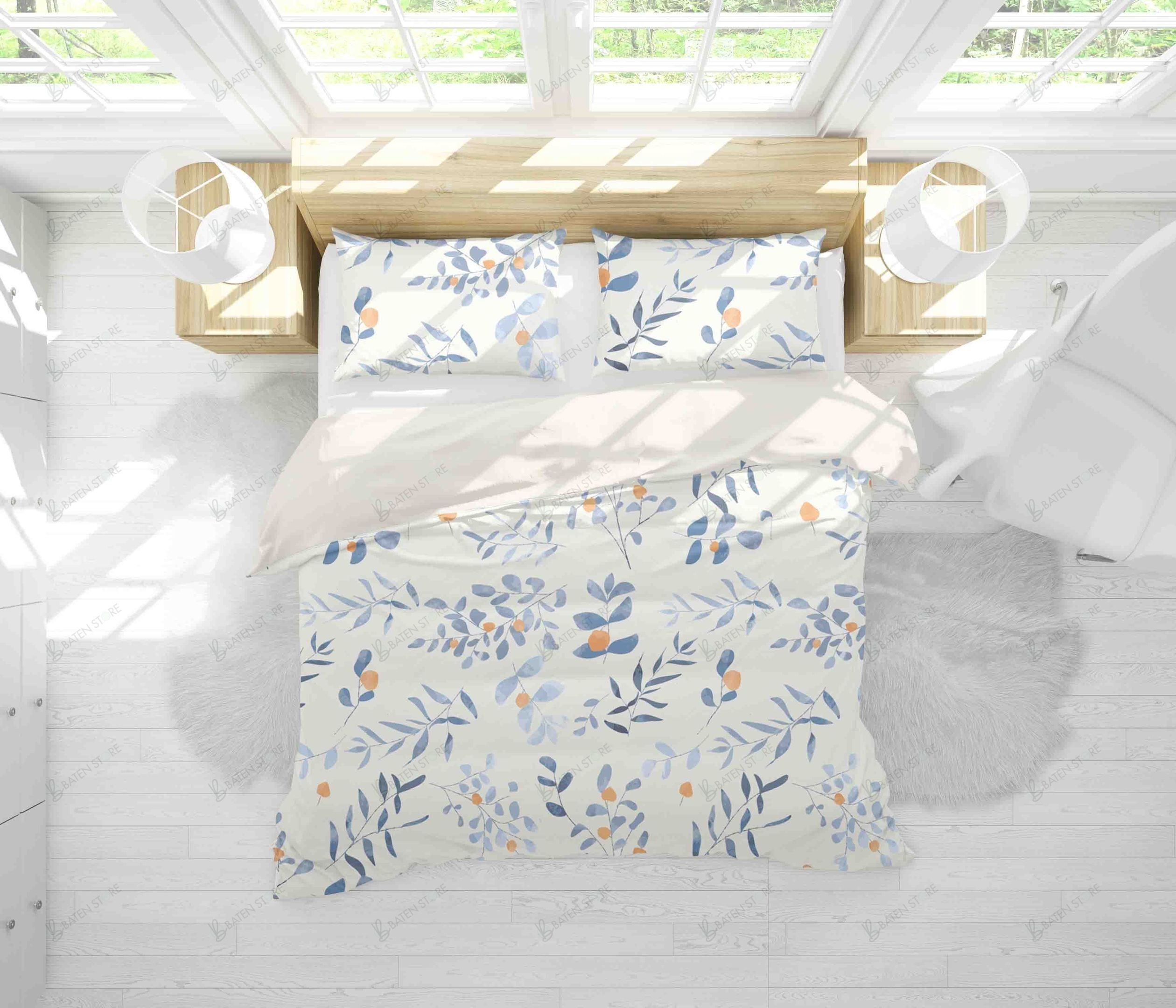 3d blue leaf bed sheets duvet cover bedding set perfect presents for birthdays christmas and thanksgiving f6jzo