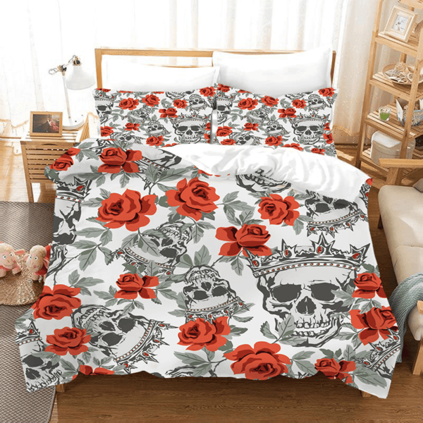 3d floral skull bedding set with sheets and duvet cover pygul