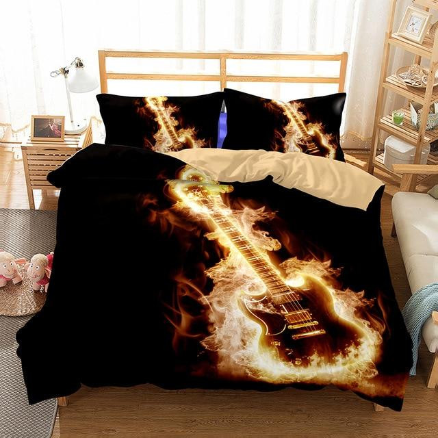 3d guitar printed bed sheets duvet cover bedding ensemble 7syjh