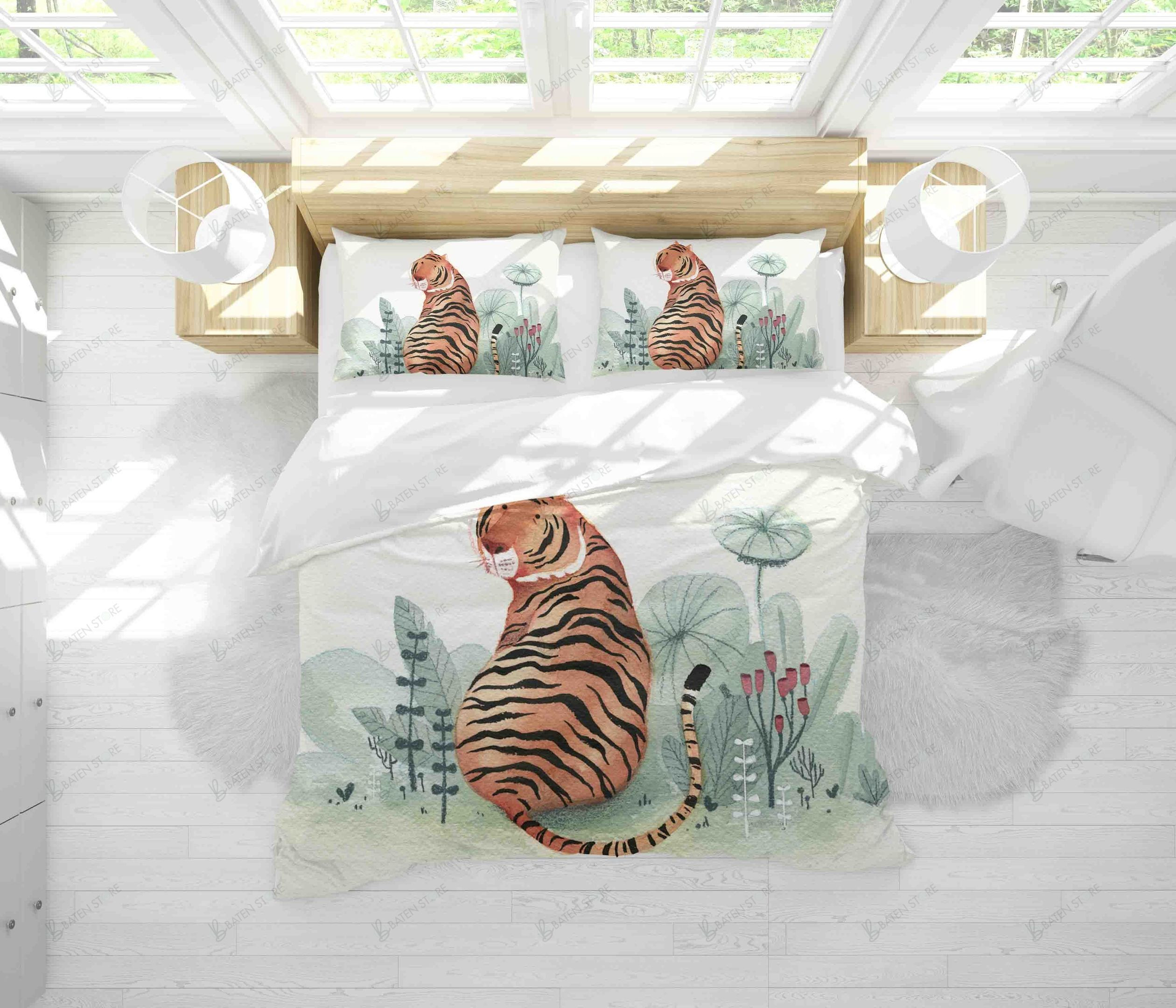 3d tiger plant bedding set with duvet cover perfect presents for birthdays christmas and thanksgiving 8i37j