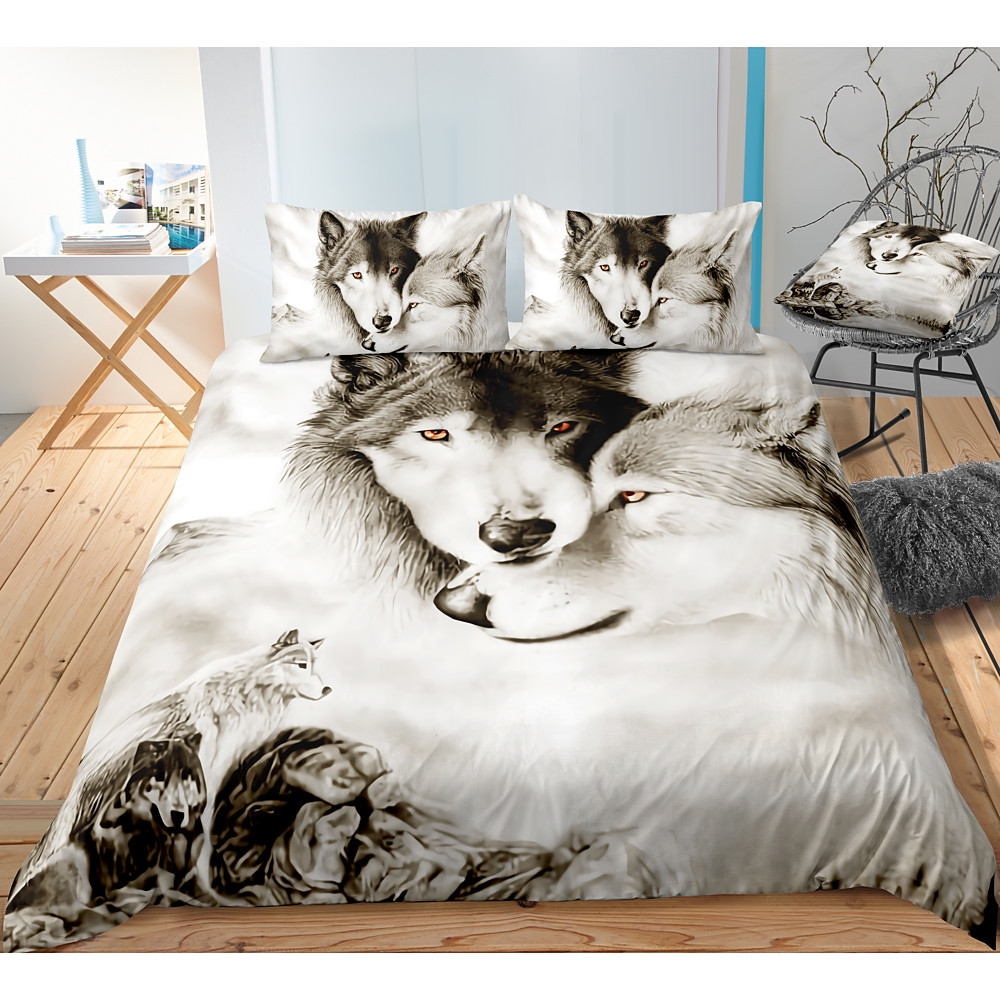 3d wolf bedding set with sheets and duvet cover kgwq7