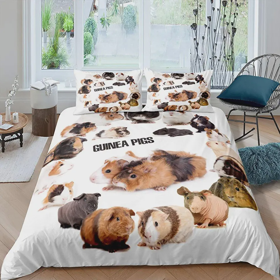 adorable guinea pigs bedding set with duvet cover and bed sheets qjh8c