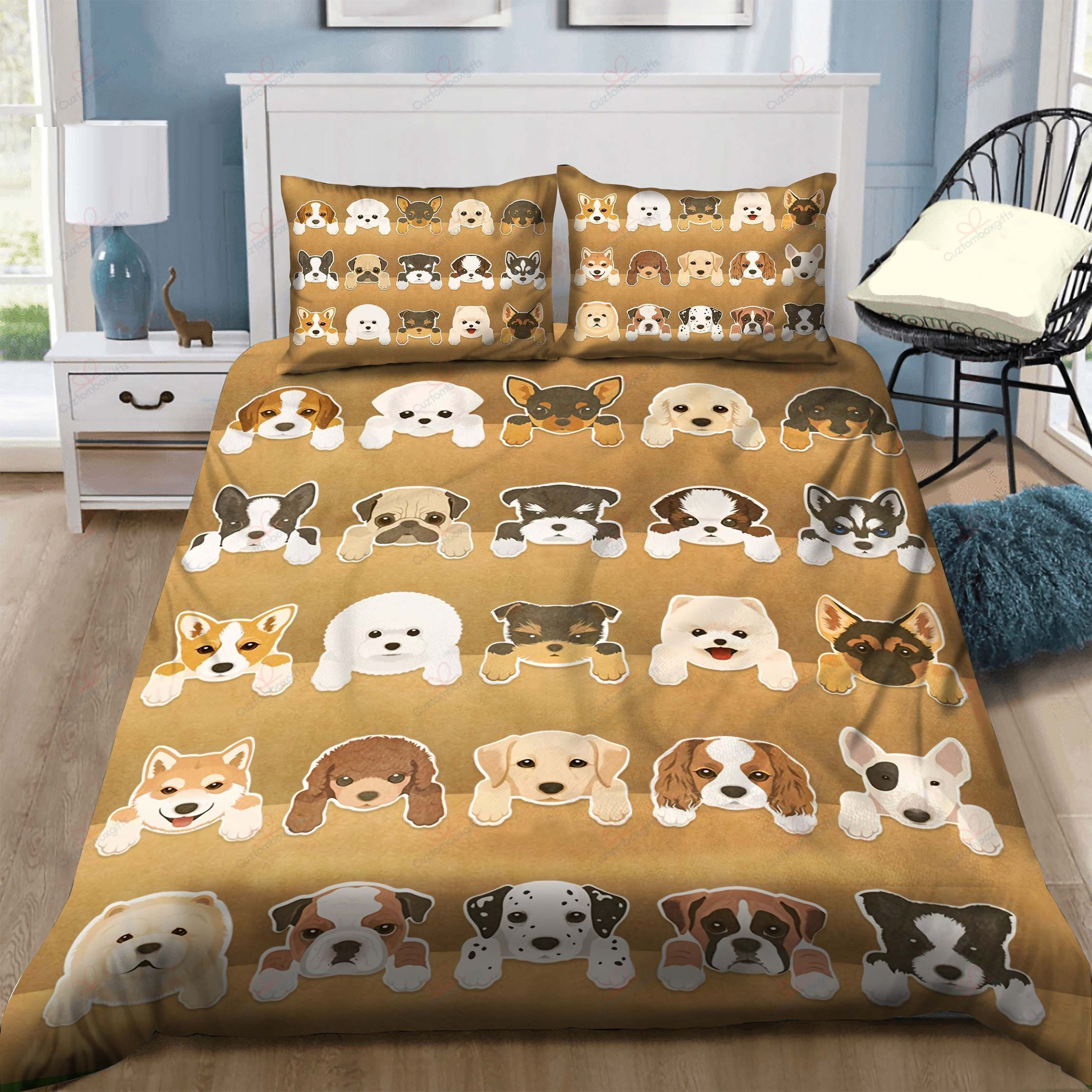 adorable pup faces sheet set duvet cover bedding collection penk8