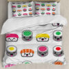 adorable sushi themed bedding set with smiling and yawning design q37l4