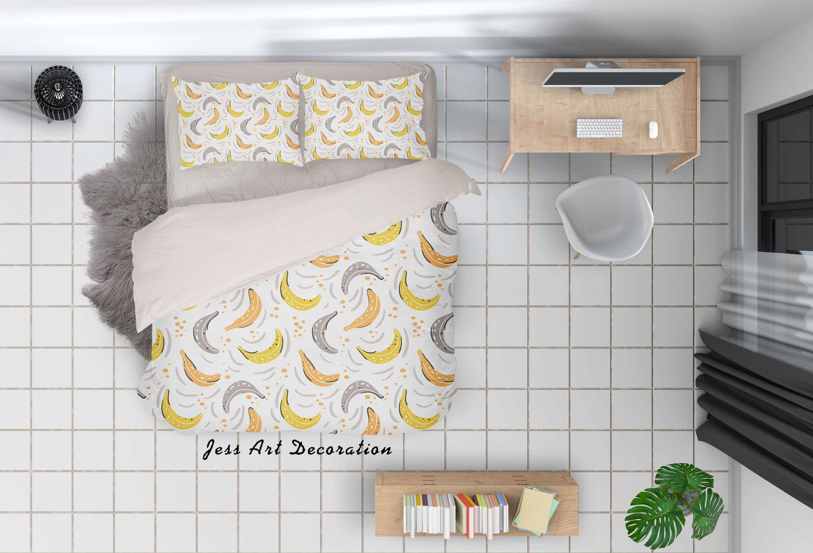 banana print bed sheets duvet cover bed set ideal presents for birthdays holidays and special occasions m1vgc