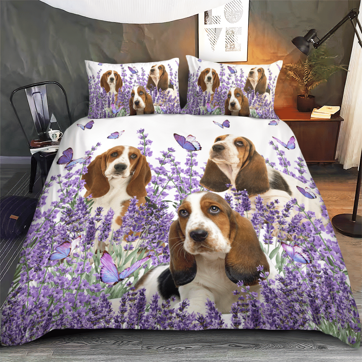 basset hound and lavender duvet set for bedding niche o0e5d