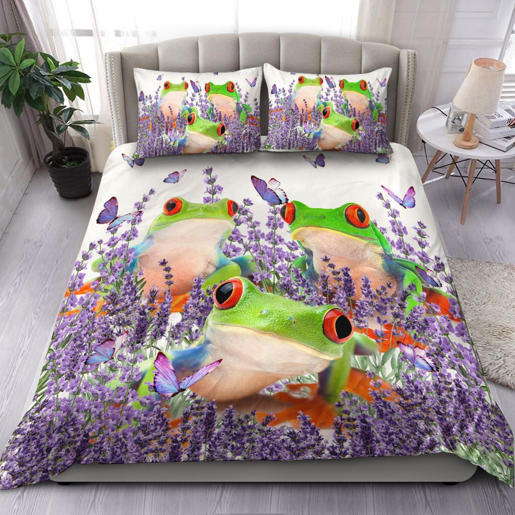 beautiful frogs and lavender duvet cover bedding ensemble qj3y6
