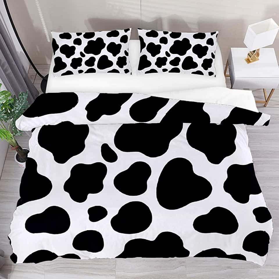 black cow print bedding set with comforter duvet cover and sheets bchns