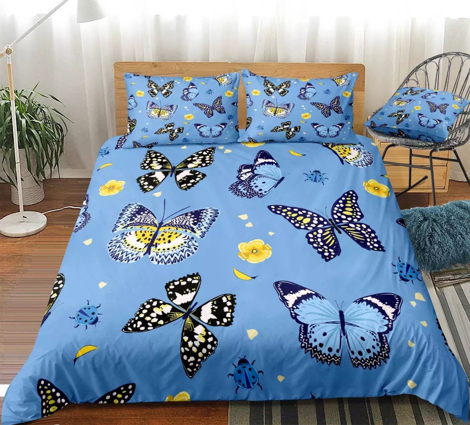 blue butterfly bed sheets duvet cover bedding sets ixiid