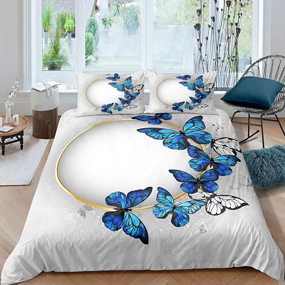 blue butterfly bed sheets duvet cover bedding sets lfldo