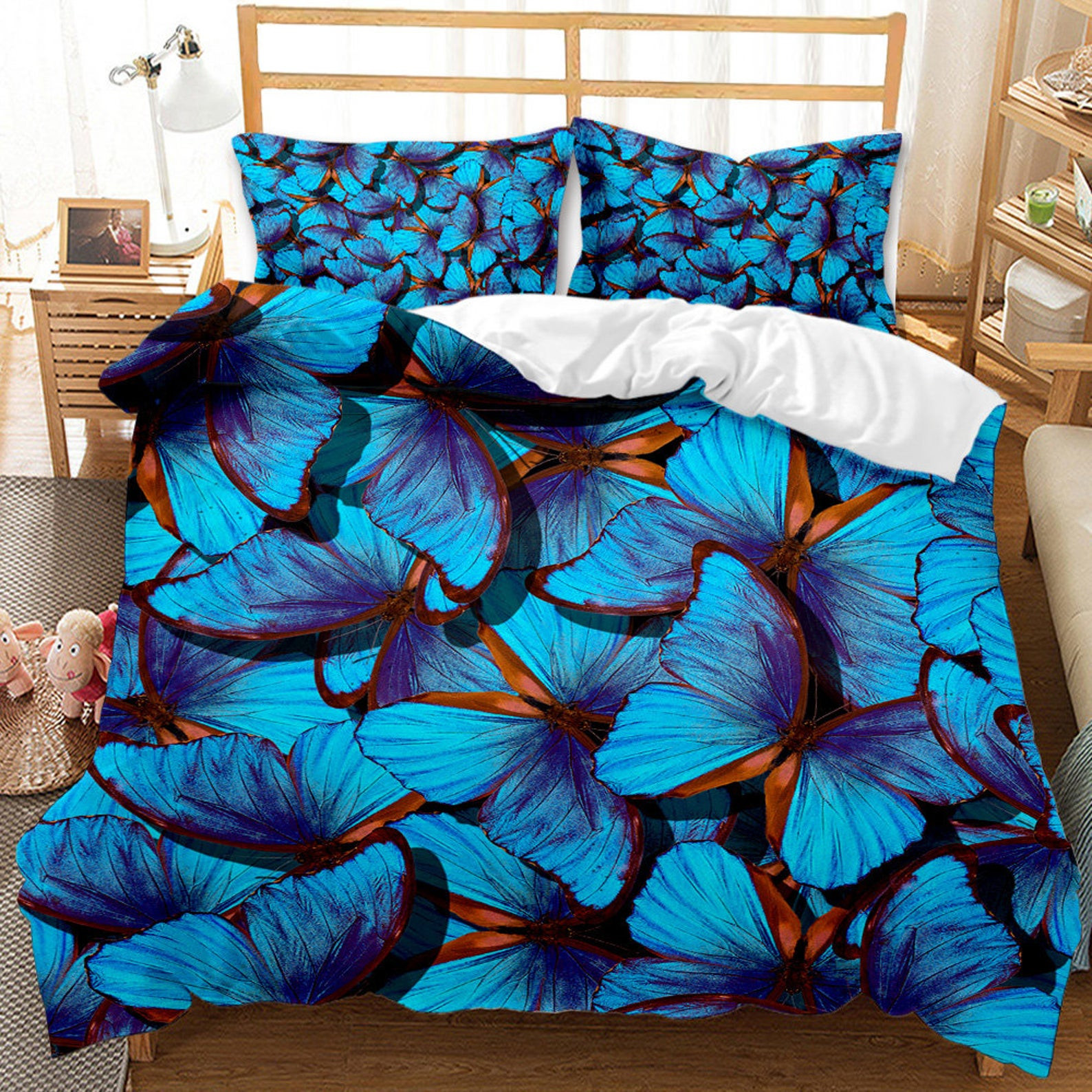 blue butterfly bedding sets with duvet cover and bed sheets knobo