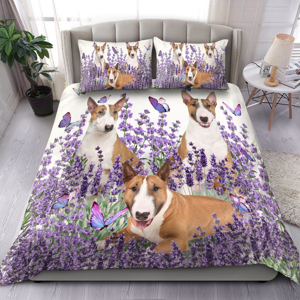 bull terrier and lavender duvet cover bedding collection jxyac