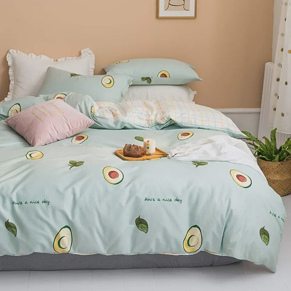 cartoon avocado tropical fruit pattern bedding collection u7ty5