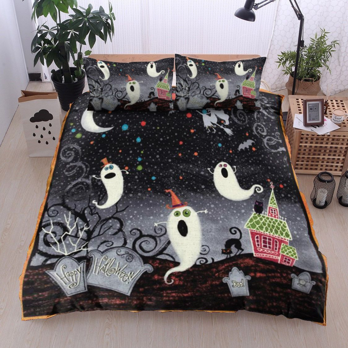 celebrate halloween with festive bed sheets and duvet cover set perfect presents for birthdays christmas and thanksgiving rusrm
