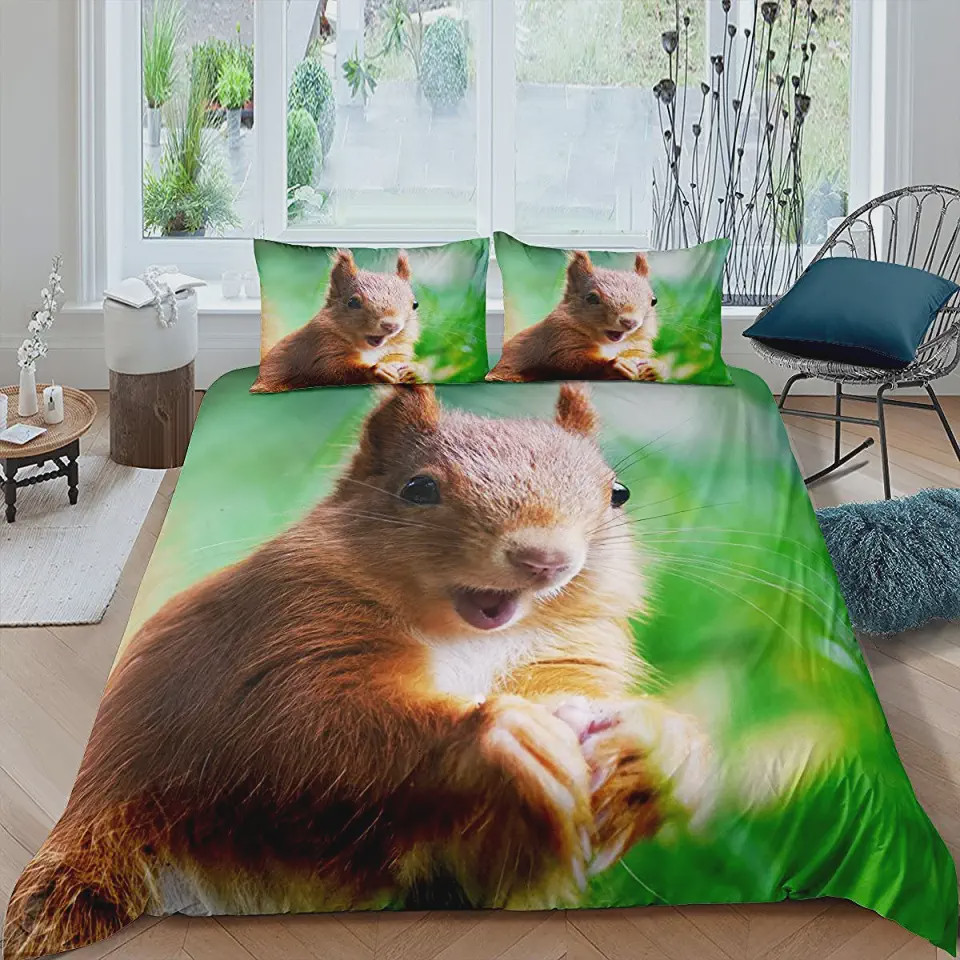 charming squirrel bedding sets with duvet cover and bed sheets zlgug