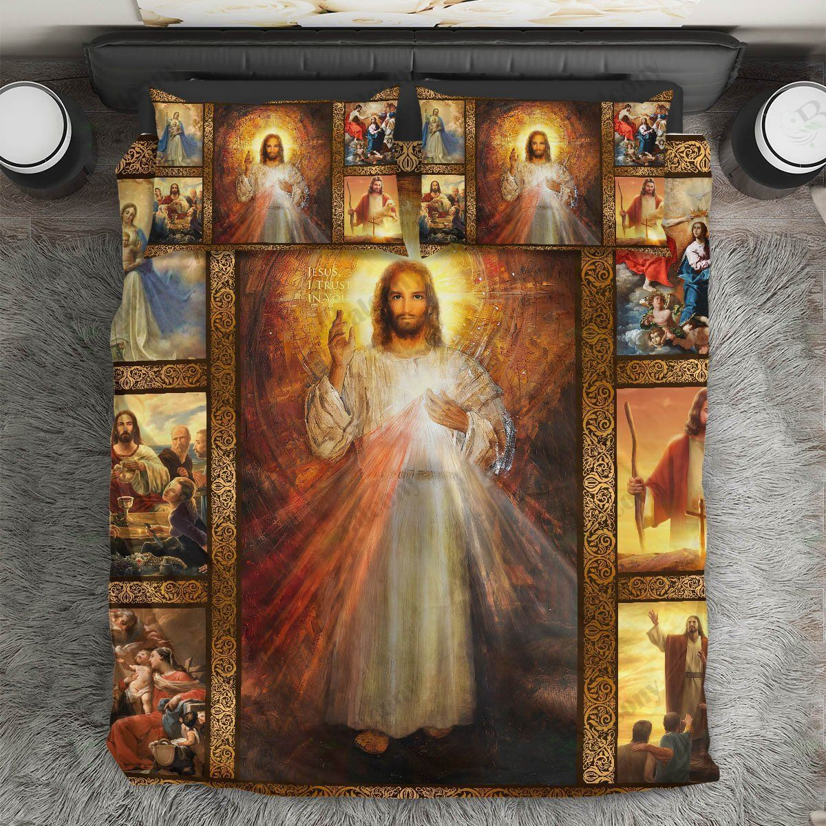 christian jesus duvet cover bed sheets bedding set rplzy