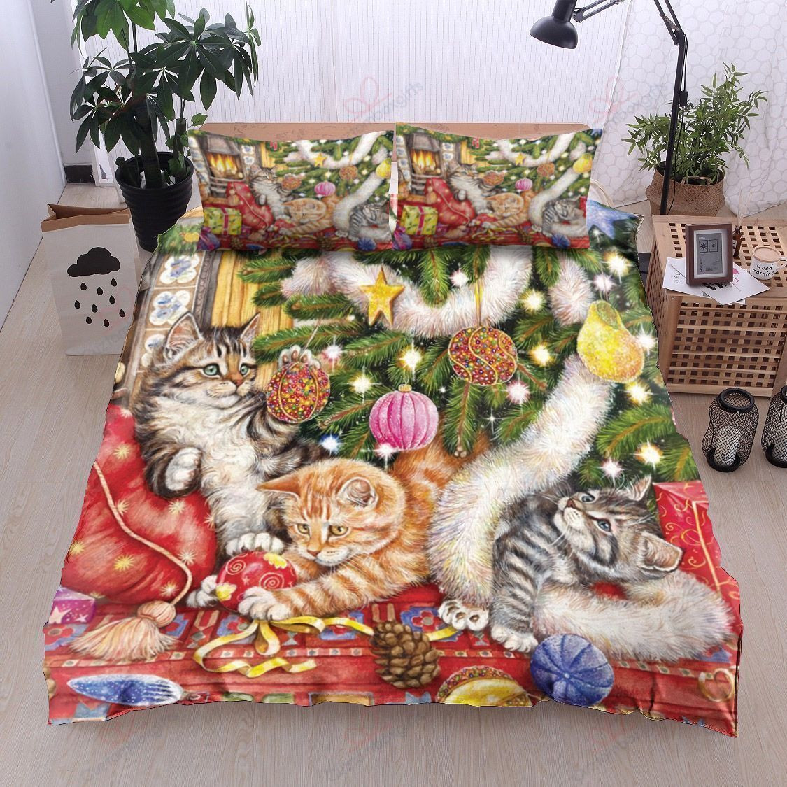 christmas cats bed sheets duvet cover bedding set ideal presents for the holiday season z5pyi