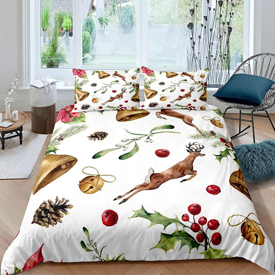 christmas deer bed sheets duvet cover bedding sets l0vcn