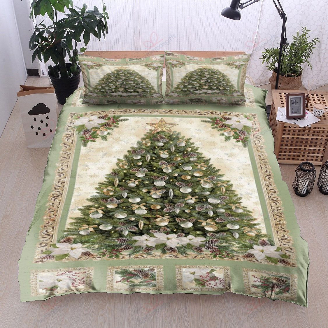 christmas tree bed sheets duvet cover bedding set ideal presents for holiday season j9x41