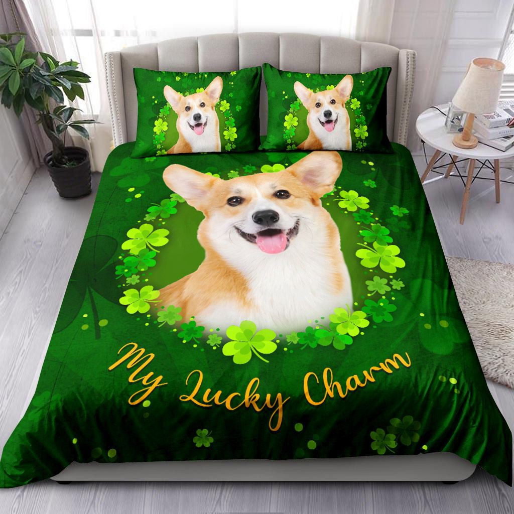 corgi puppy and shamrock my lucky charm bedding collection bed sheets spread comforter duvet cover bedding sets scl6p