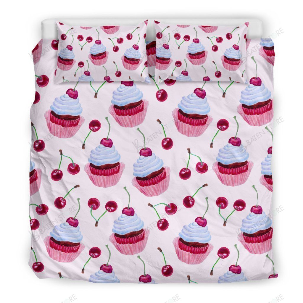 cupcake cherry bedding set with duvet cover perfect presents for birthdays christmas and thanksgiving gimqy
