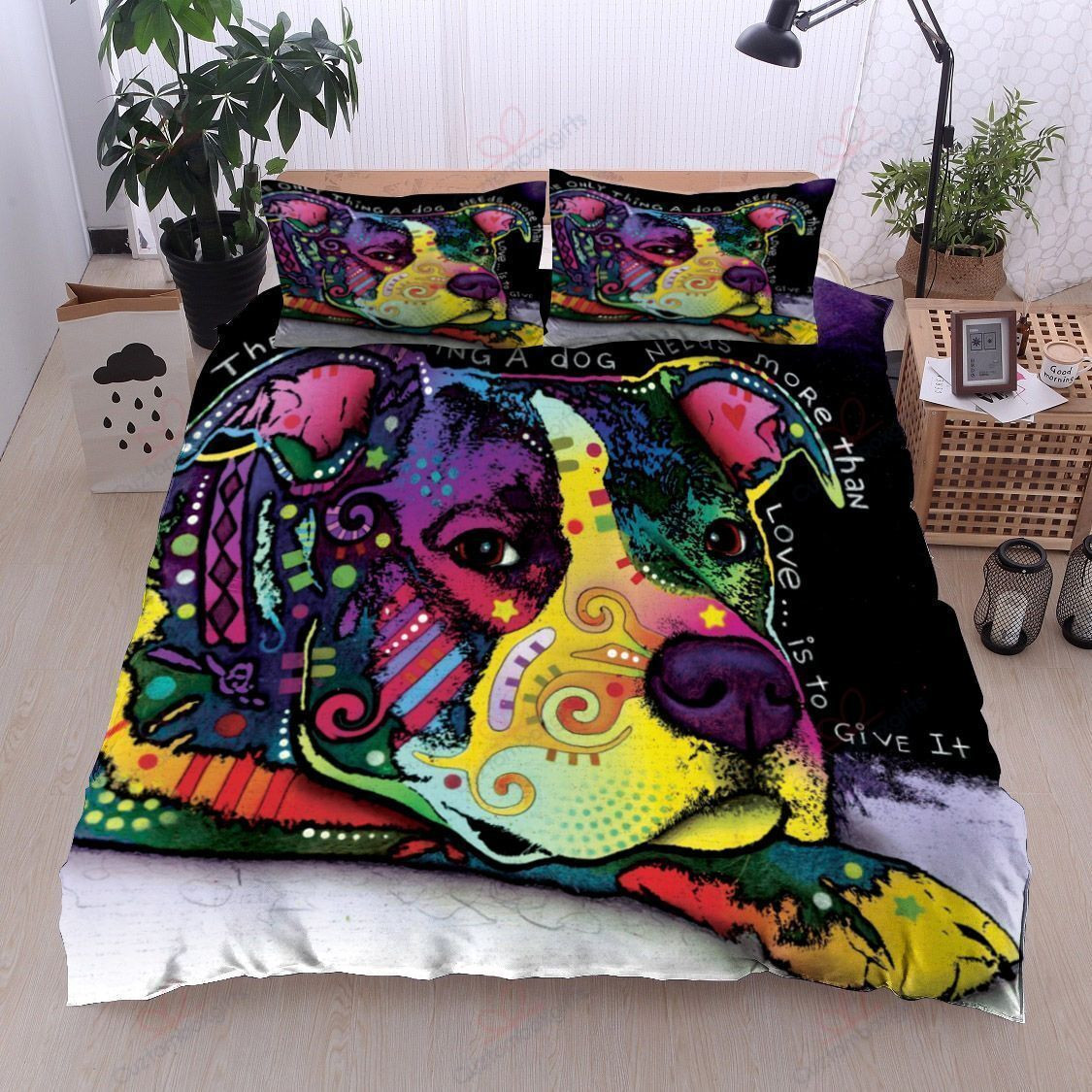 dog love quote bed sheets duvet cover bedding set 5eige