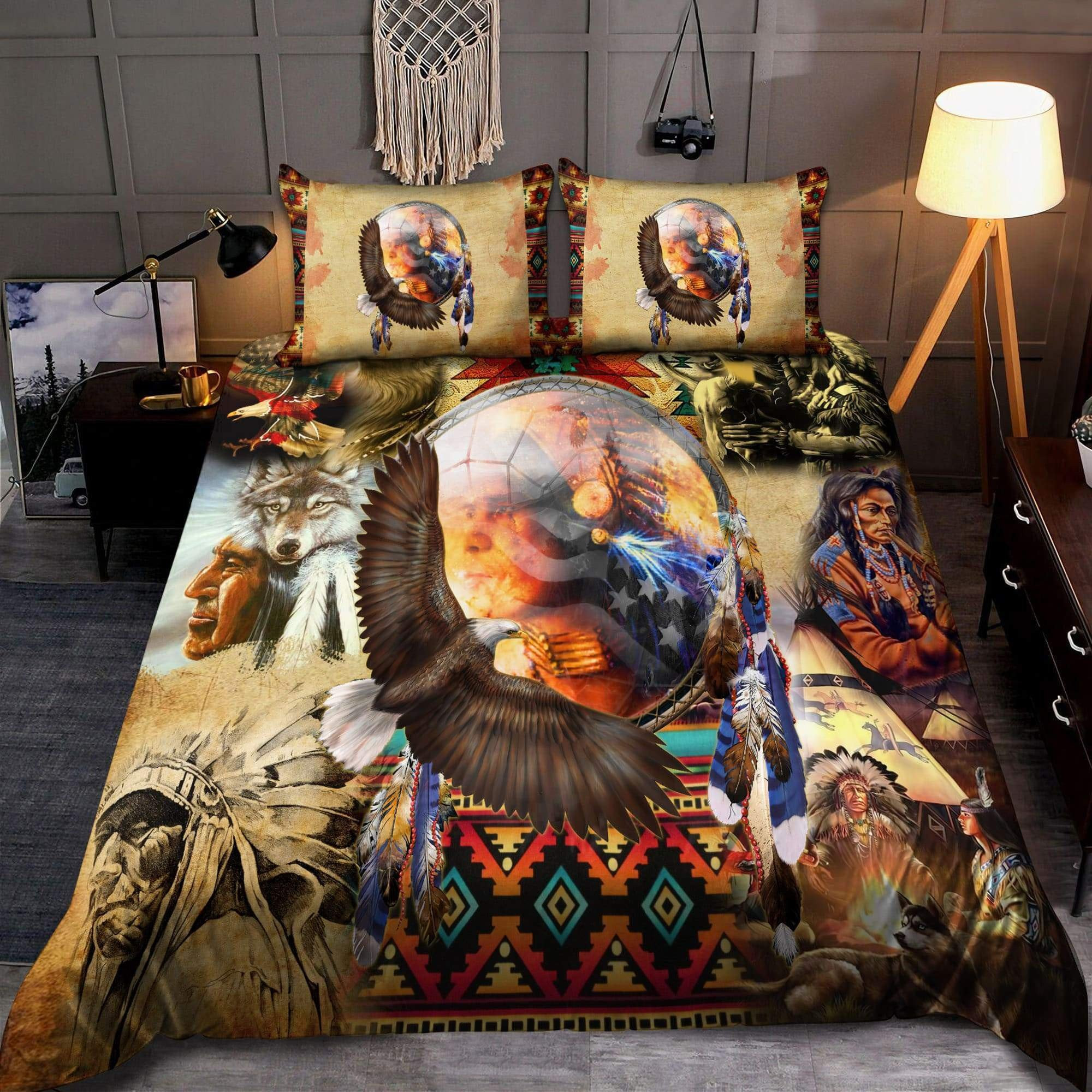eagle and indigenous american duvet cover bed set ezjjt