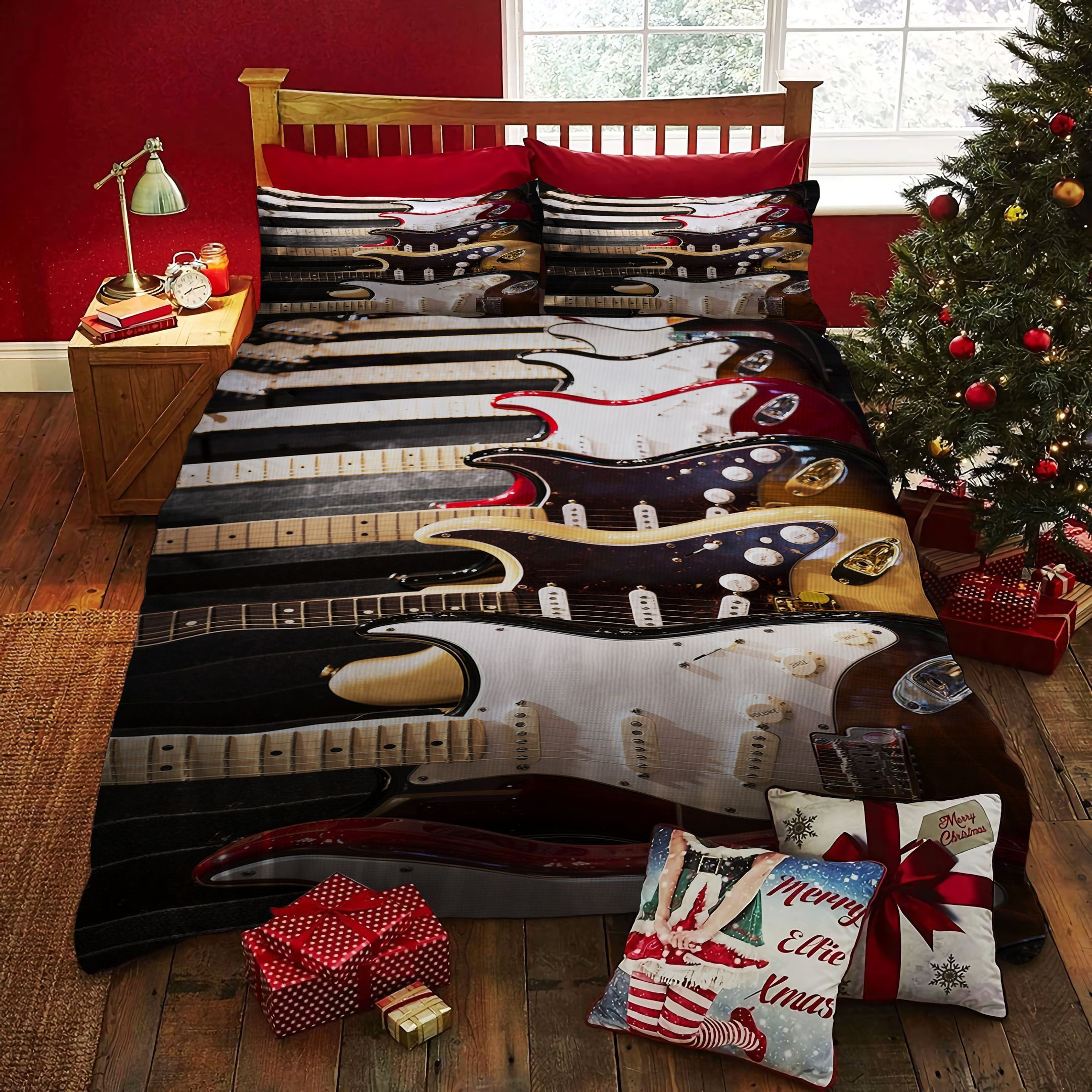electric guitar bedding set with sheets and duvet cover perfect presents for birthdays christmas and thanksgiving thepf