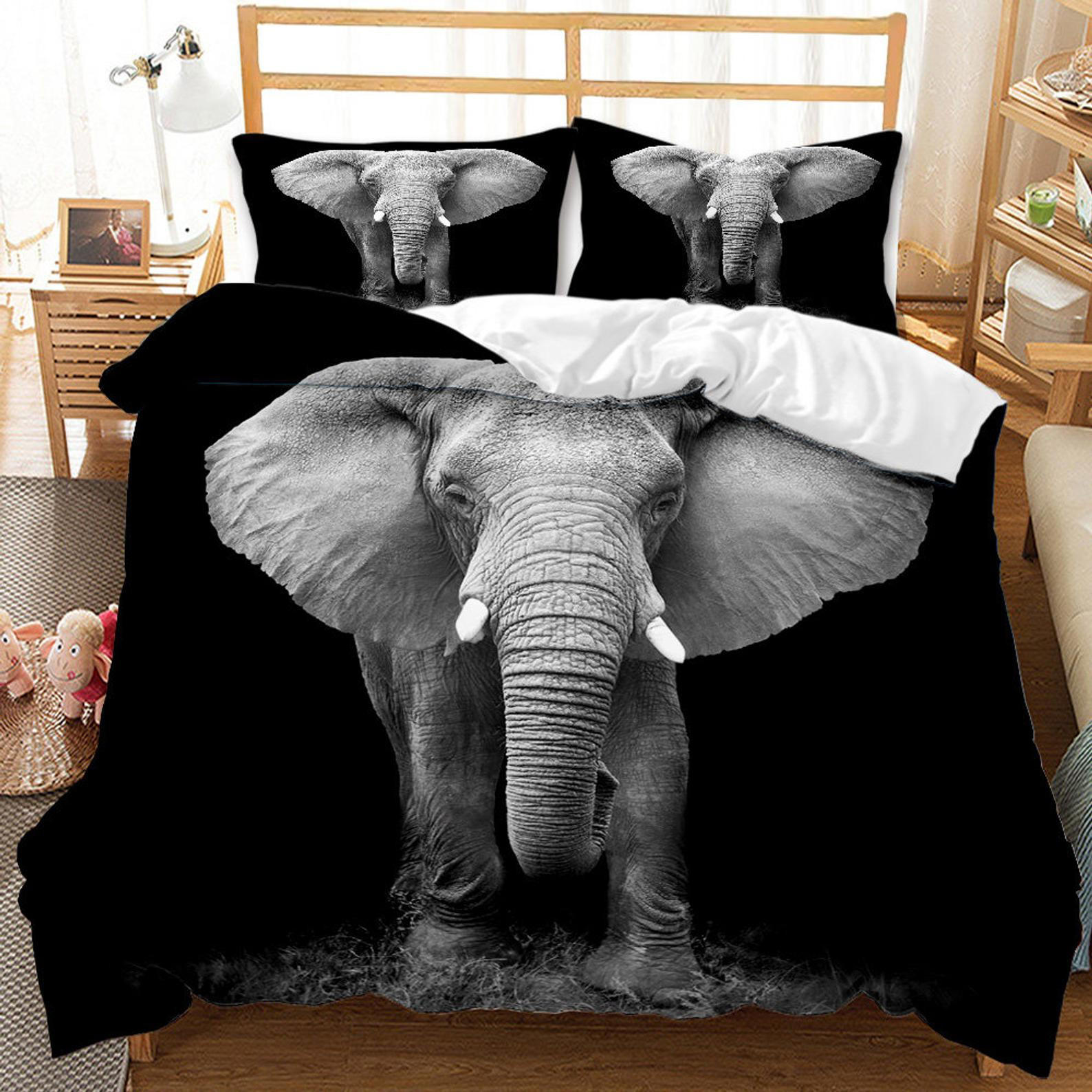 elephant black bedding sets with duvet cover and sheets hlqct