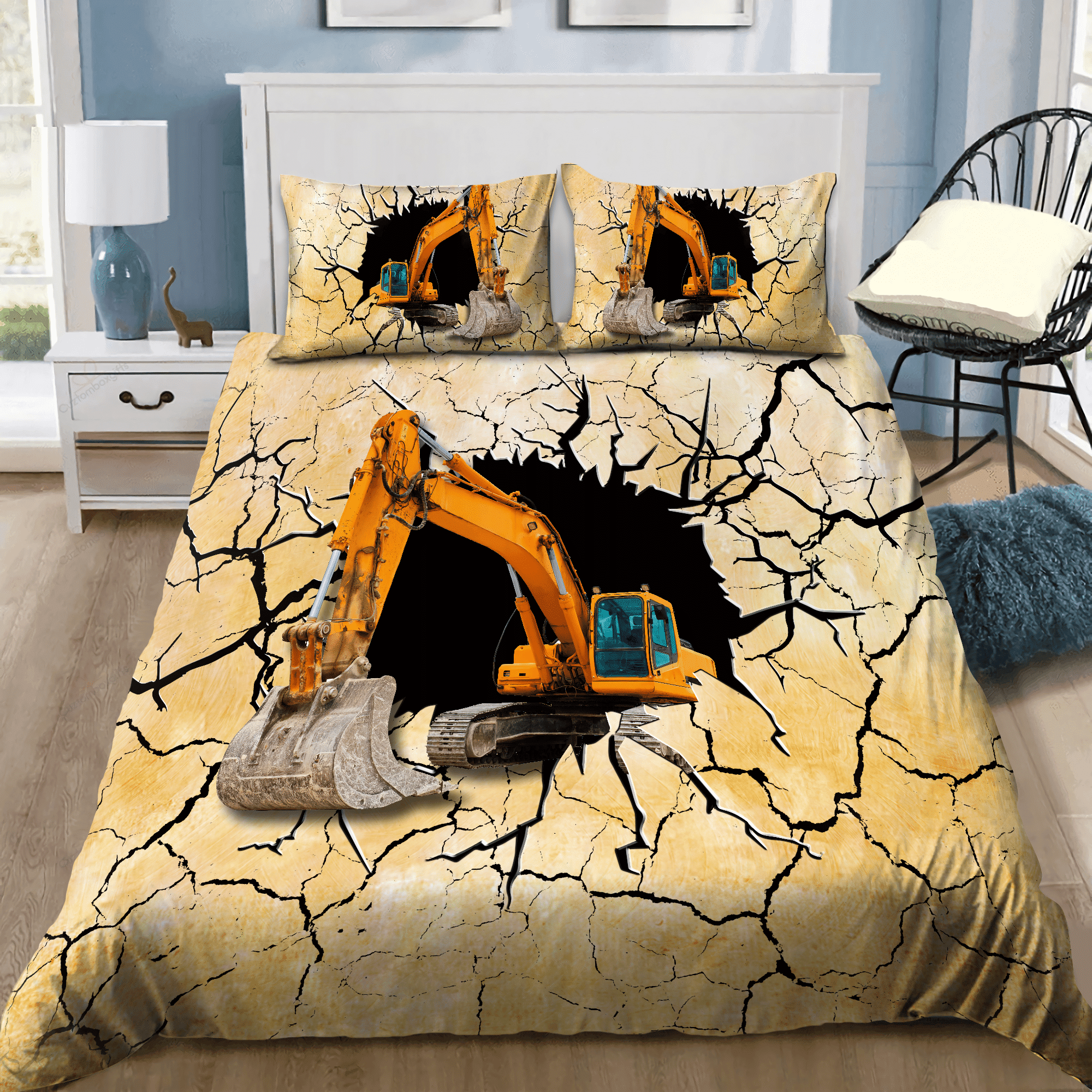 excavator heavy machinery duvet bed set dgzky