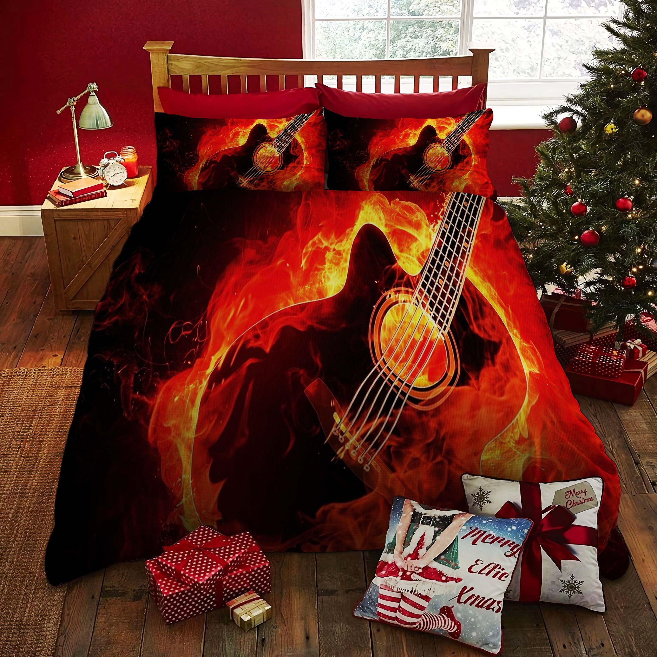 flaming guitar bedding set perfect presents for birthdays holidays and more aqoq5