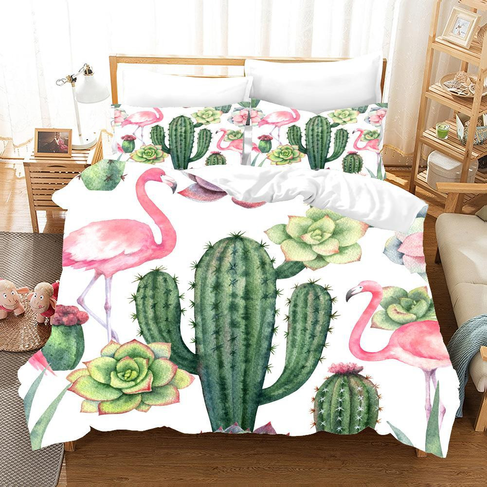 flamingo cactus bedding sets with duvet cover and bed sheets j3wqb