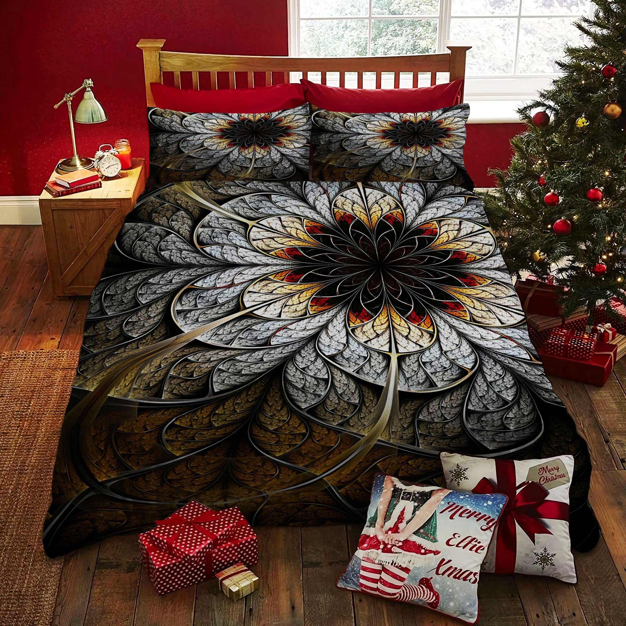 fractal floral bed sheets duvet cover bed set binrq