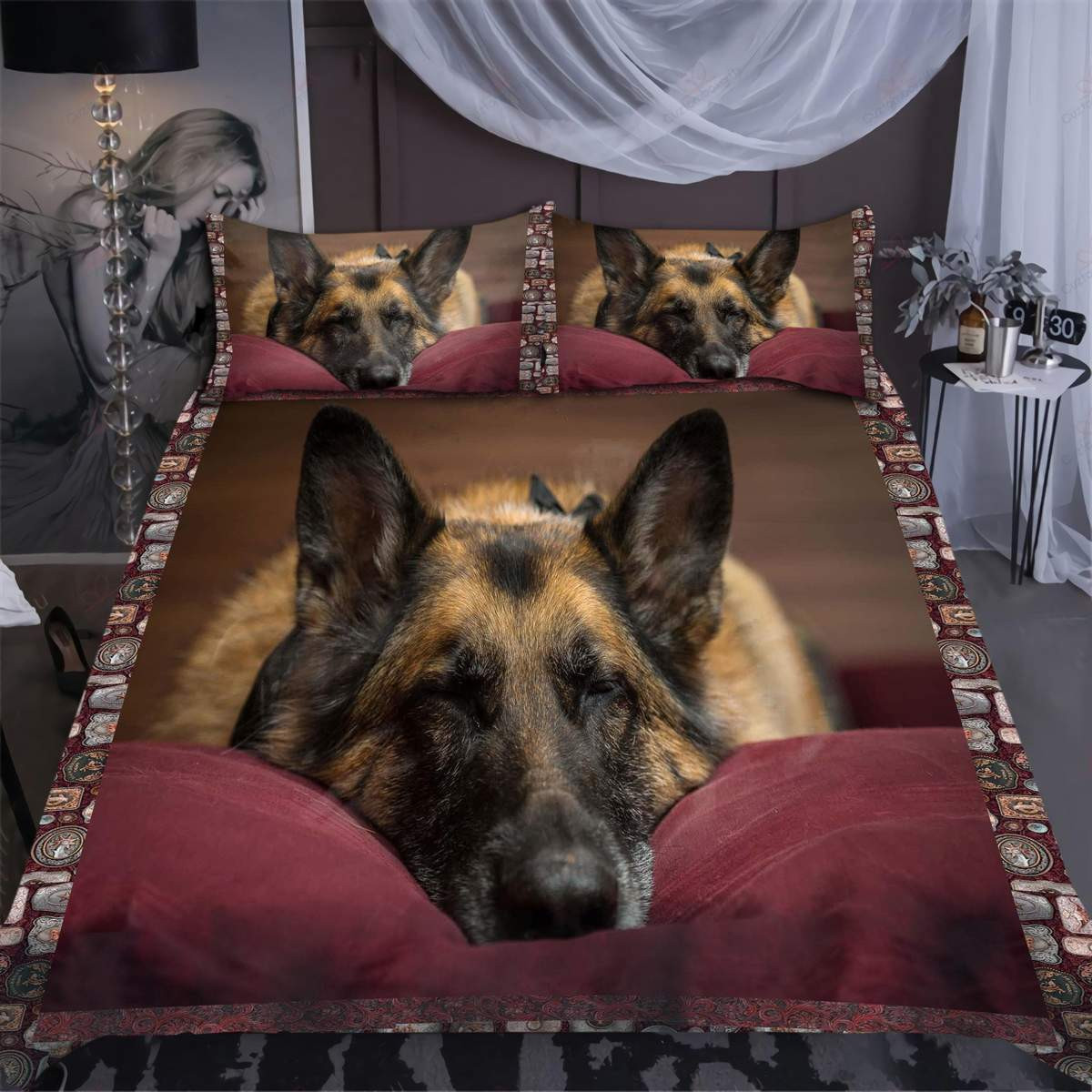 german shepherd dog personalized duvet cover bed set tawa4