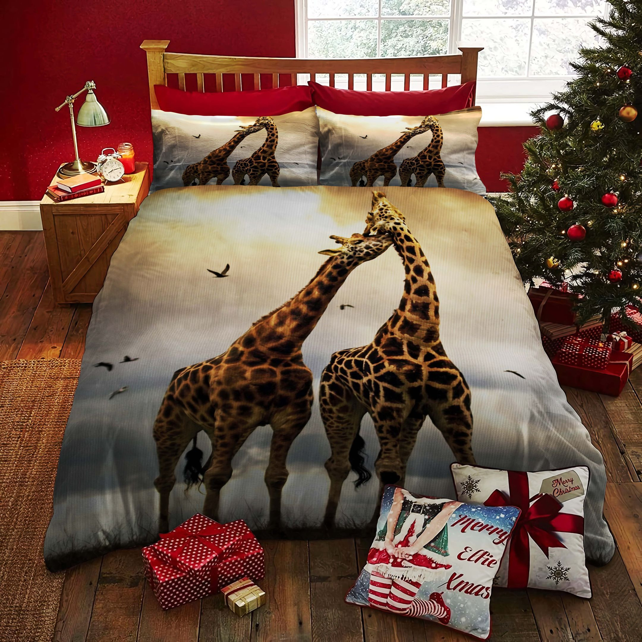 giraffe pair bed linens duvet cover bed set ideal presents for birthdays xmas turkey day dj4xn