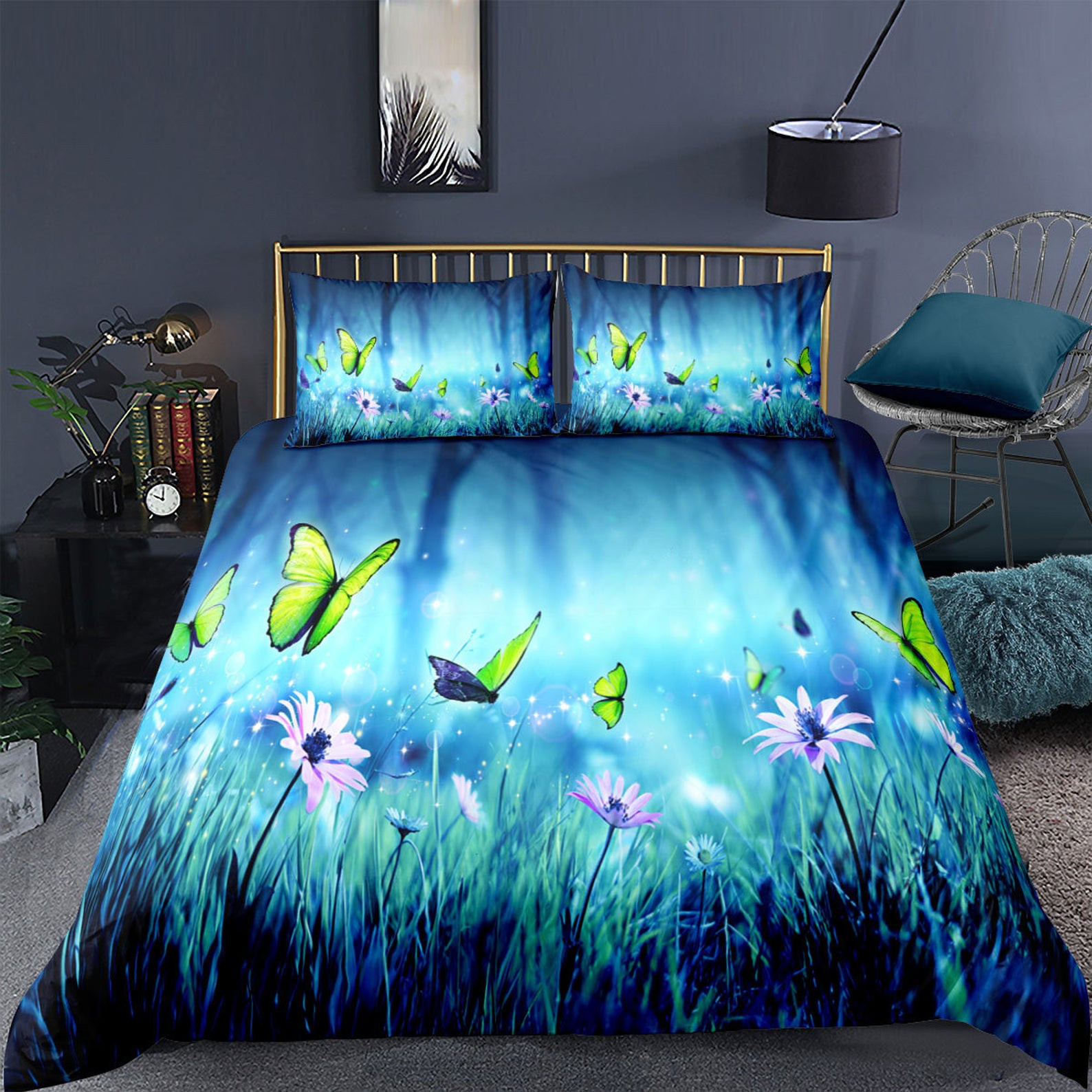 green butterfly bed sheets duvet cover bedding sets v8qcr