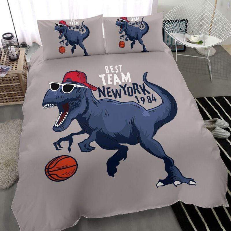 humorous dinosaur basketball duvet bed set 74yfs