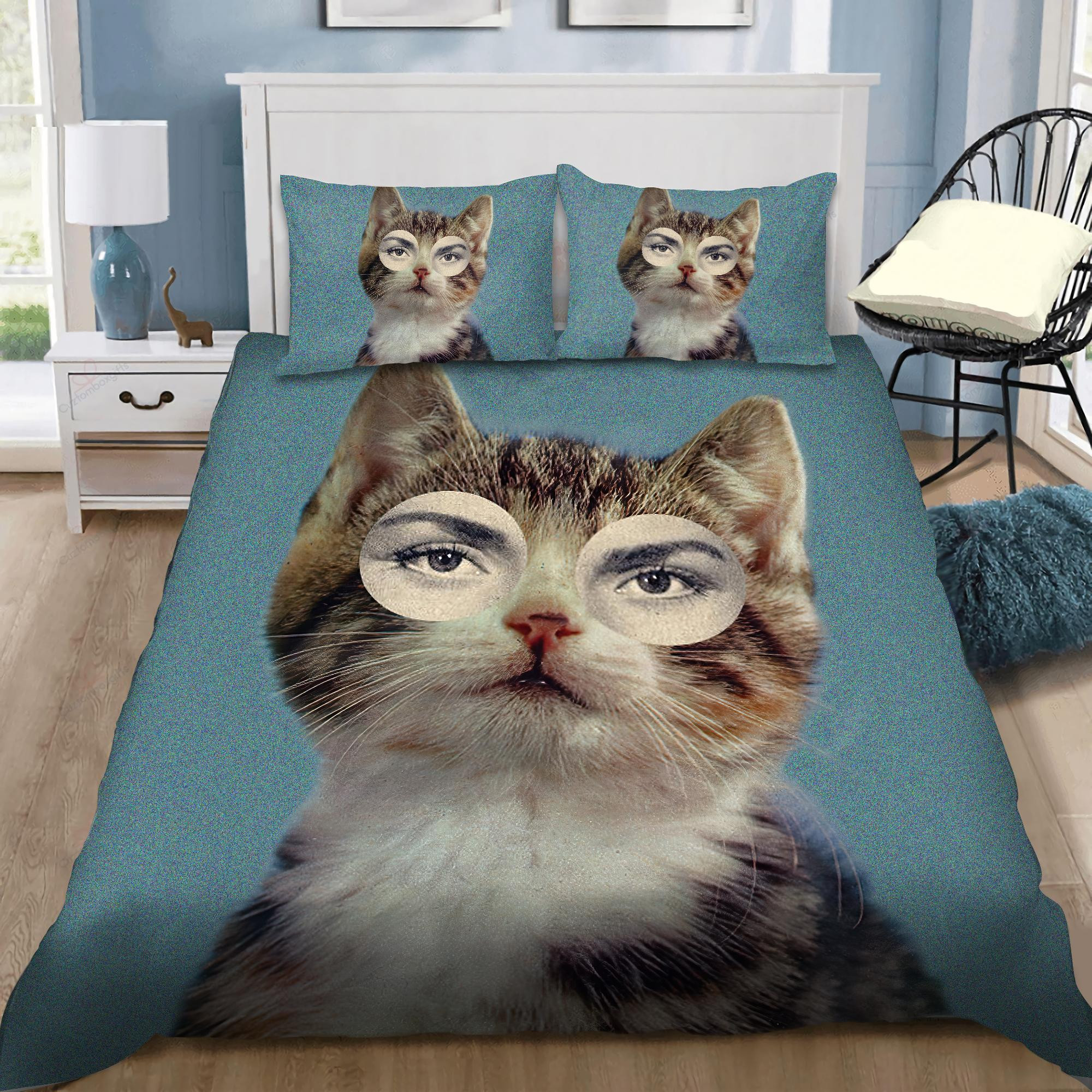 humorous feline bed linens duvet cover quilt bedding ensemble nz4s7