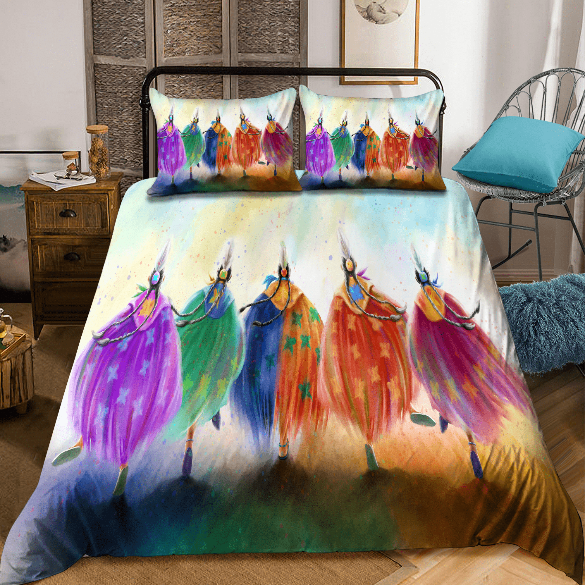 indigenous american art print duvet cover bedding ensemble yal88