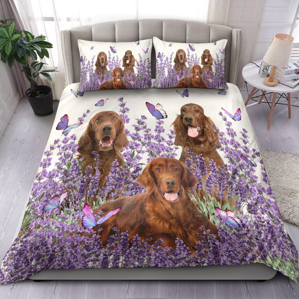 irish setter and lavender duvet cover bed set q9gzl