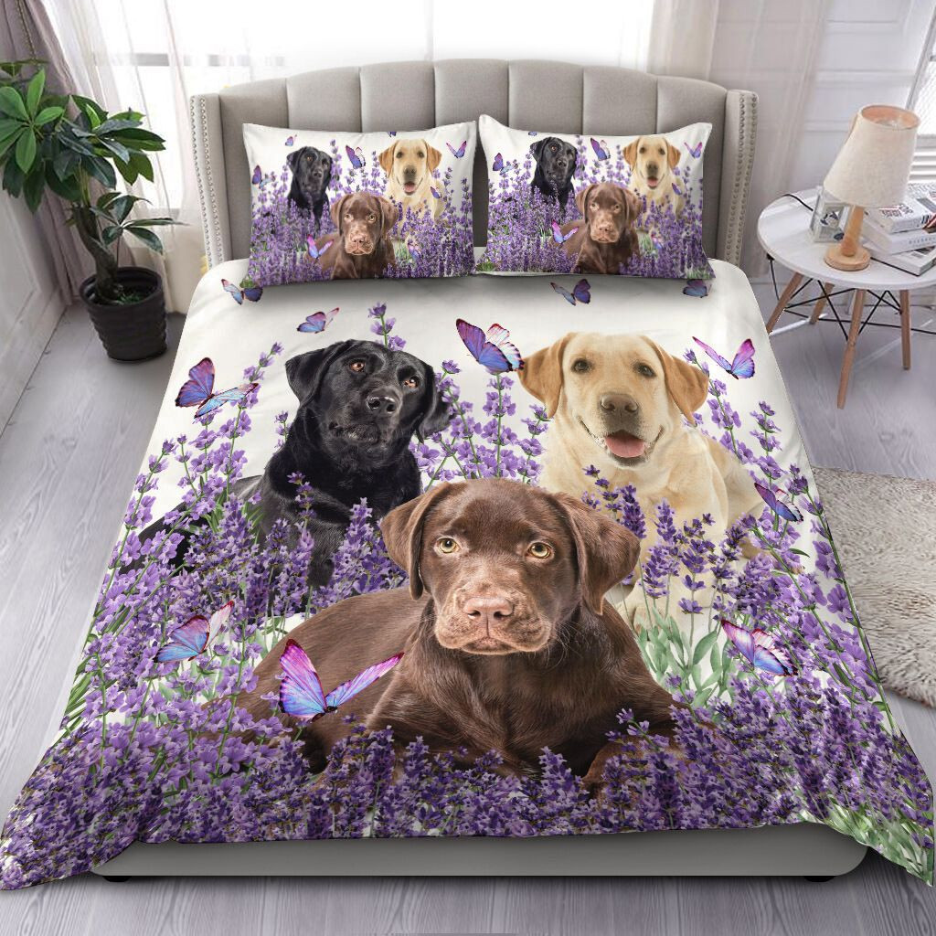 labrador puppies and lavender duvet set for beds i7zqq