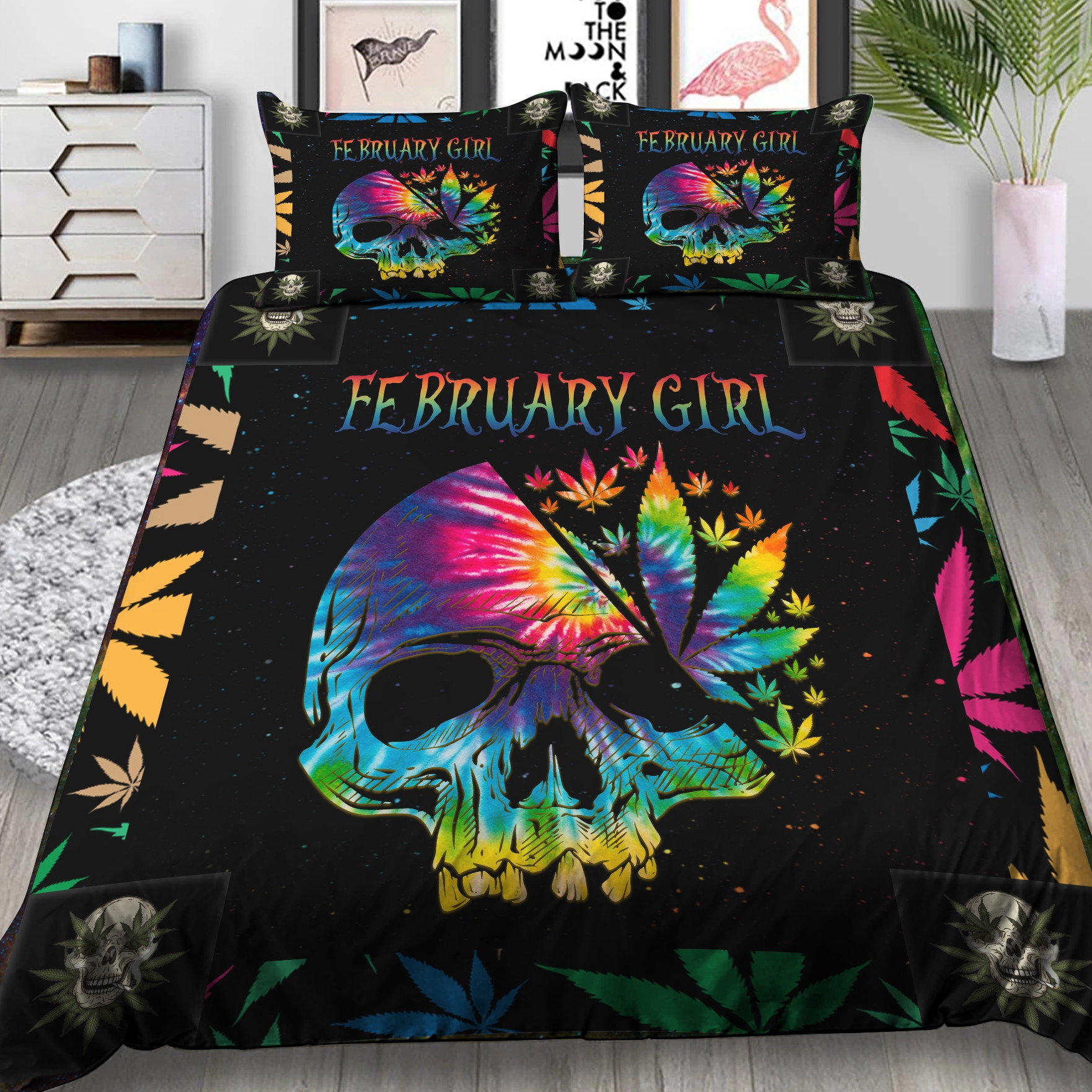 lp february girl skull weed colorful bedding collection 6ocko