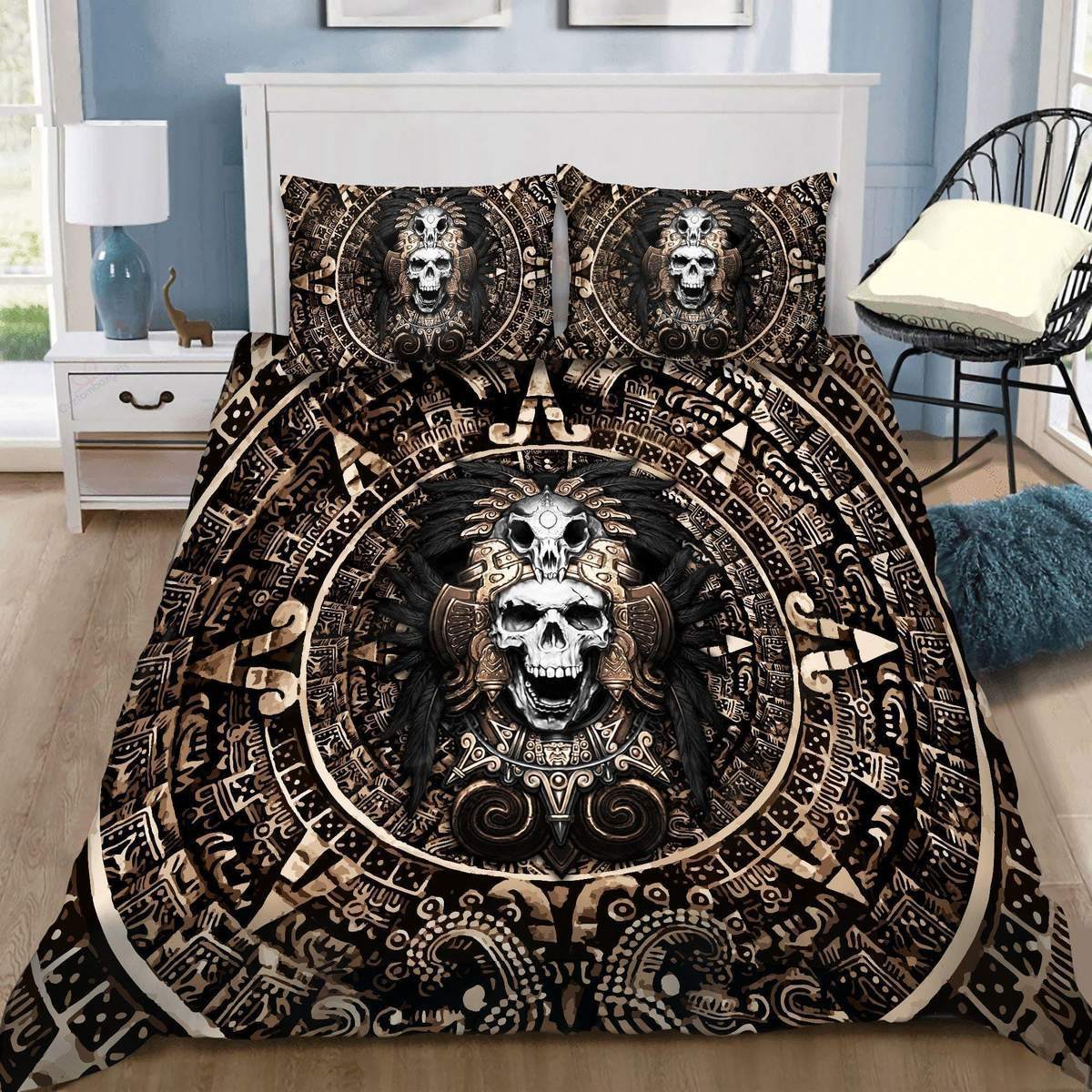 mexican aztec skull warrior duvet bed set h4awb