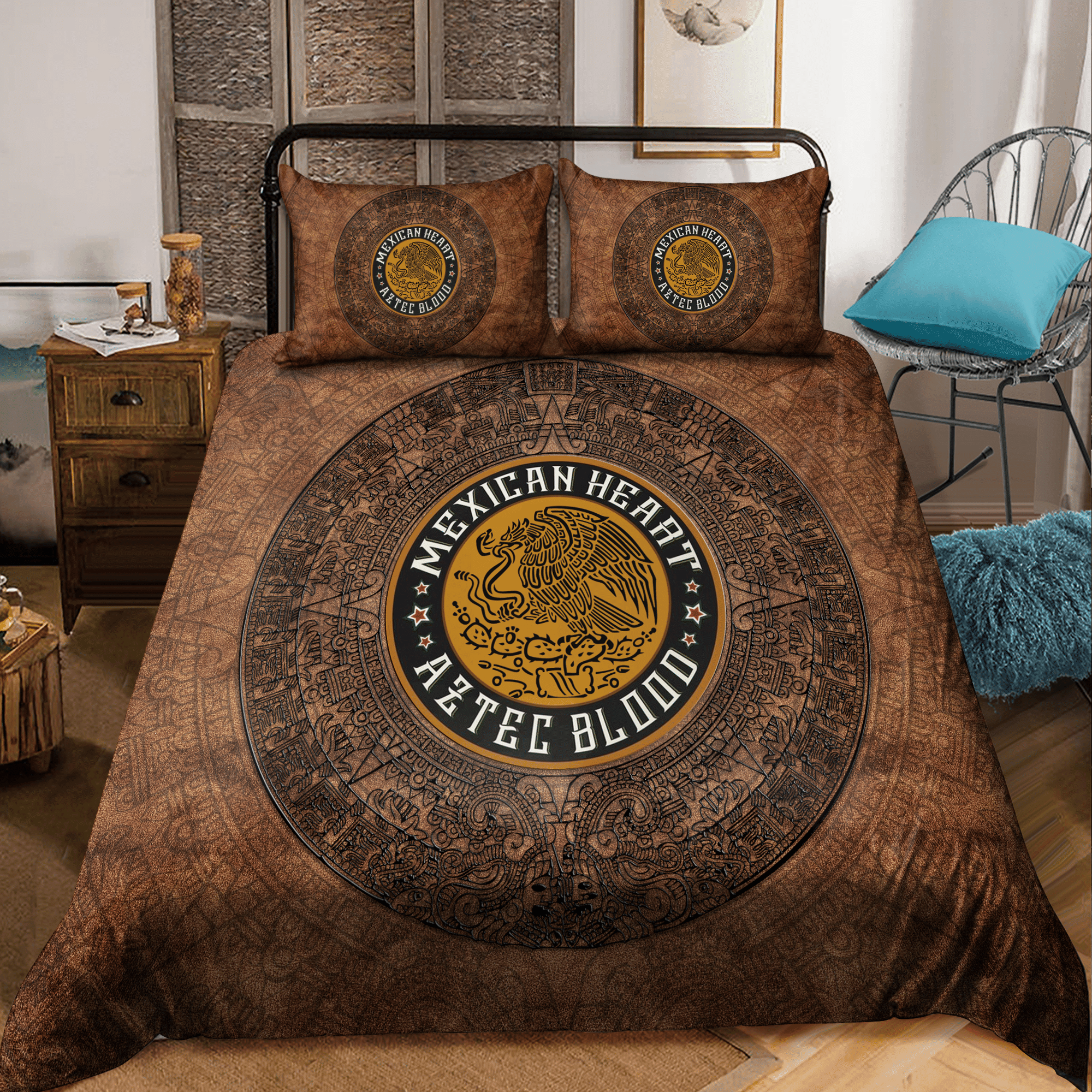 mexican heart aztec blood duvet cover bedding ensemble pchkm