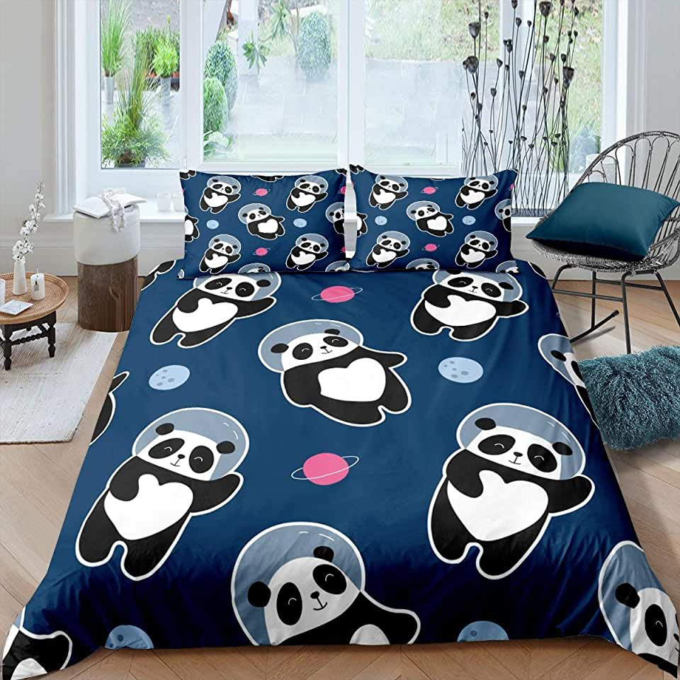 panda space bedding set with duvet cover and sheets lmunr