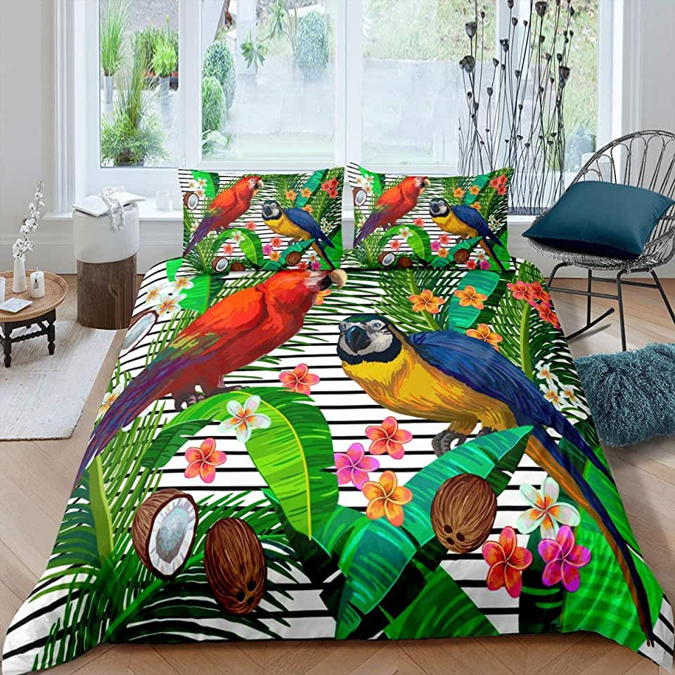 parrots tropical leaf fruit flower bedding set sheets comforter duvet cover sets 3tum3