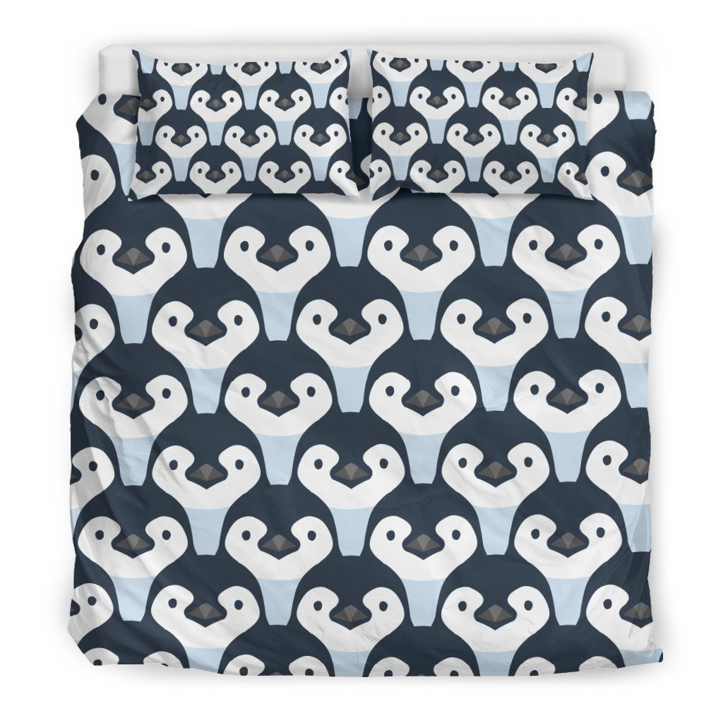 penguin face design printed duvet cover bed set tbals