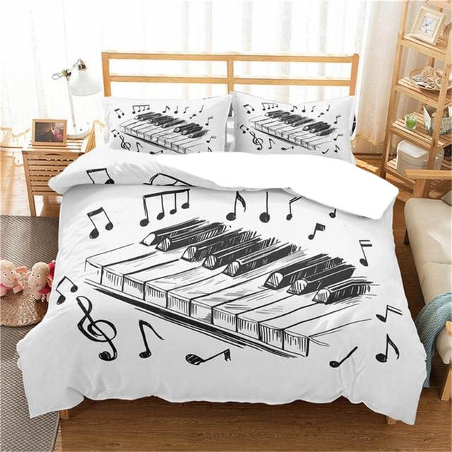 piano keyboard bed sheets duvet cover bedding set nrckh