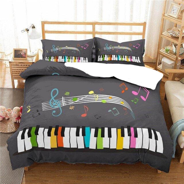 piano keyboard bedding set with duvet cover and sheets 2m2fw