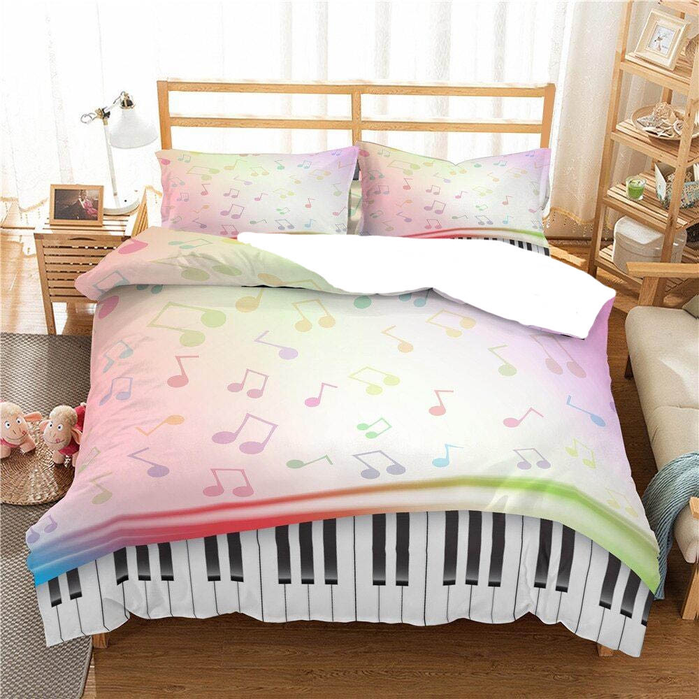 piano keyboard bedding set with duvet cover and sheets 3vutg